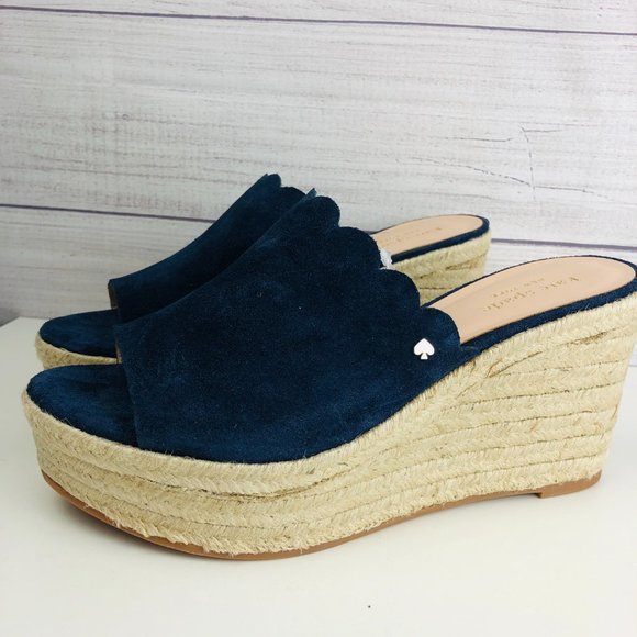 Kate Spade Toby Blue Suede Scallop Wedge - Picture 4 of 4